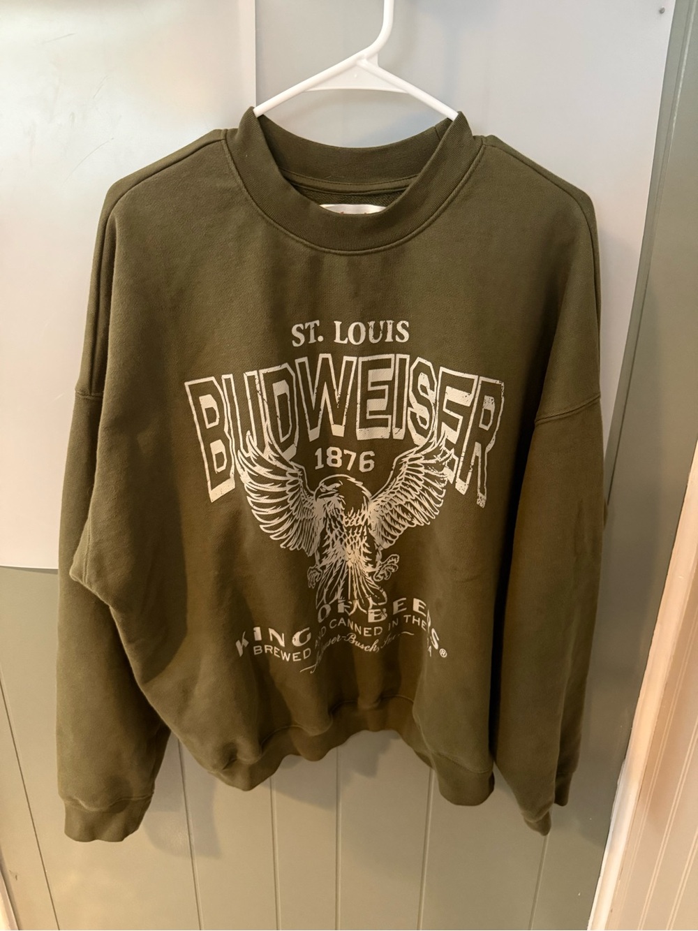 PacSun Olive Green Crewneck Sweatshirt with White Graphic